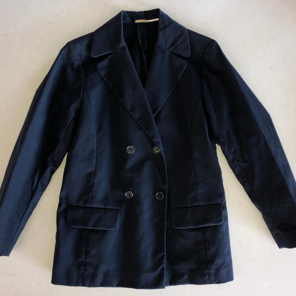Womens Max Studio Navy Fitted Duck Cotton Peacoat